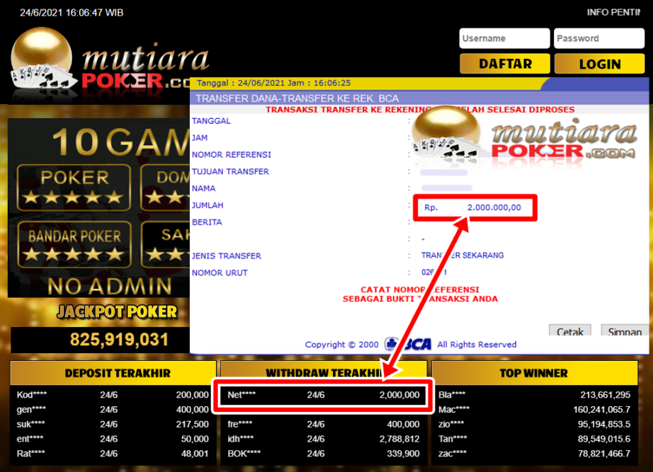 BUKTI TRANSFER 2 JUTA MEMBER BANDAR Q