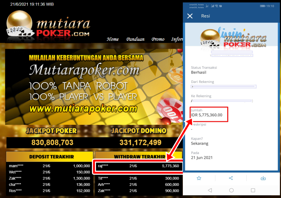 BUKTI TRANSFER 5.7 JUTA MEMBER BANDAR Q