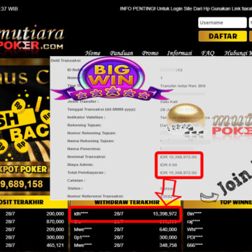 BUKTI TRANSFER 15.3 JUTA MEMBER BANDAR Q