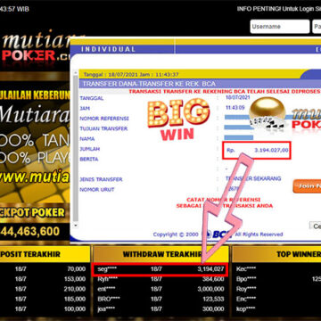 BUKTI TRANSFER 3.1 JUTA MEMBER BANDAR Q