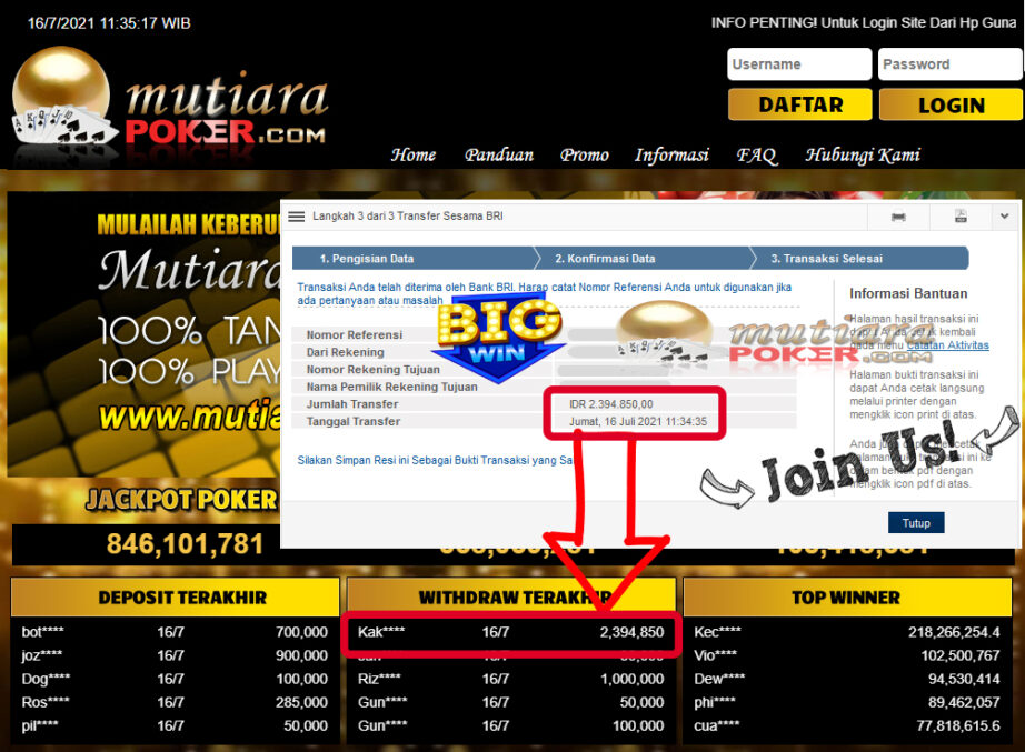 BUKTI TRANSFER 2.3 JUTA MEMBER BANDAR Q