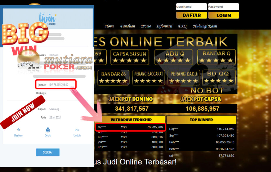 BUKTI TRANSFER 76.2 JUTA MEMBER BANDAR Q