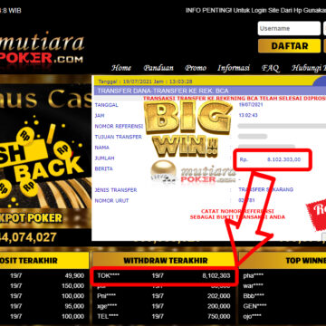 BUKTI TRANSFER 8.1 JUTA MEMBER BANDAR Q