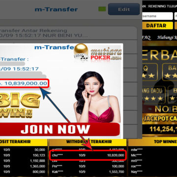 BUKTI TRANSFER 10.8 JUTA MEMBER BANDAR Q