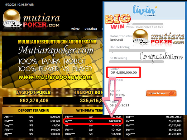 BUKTI TRANSFER 6.8 JUTA MEMBER BANDAR Q