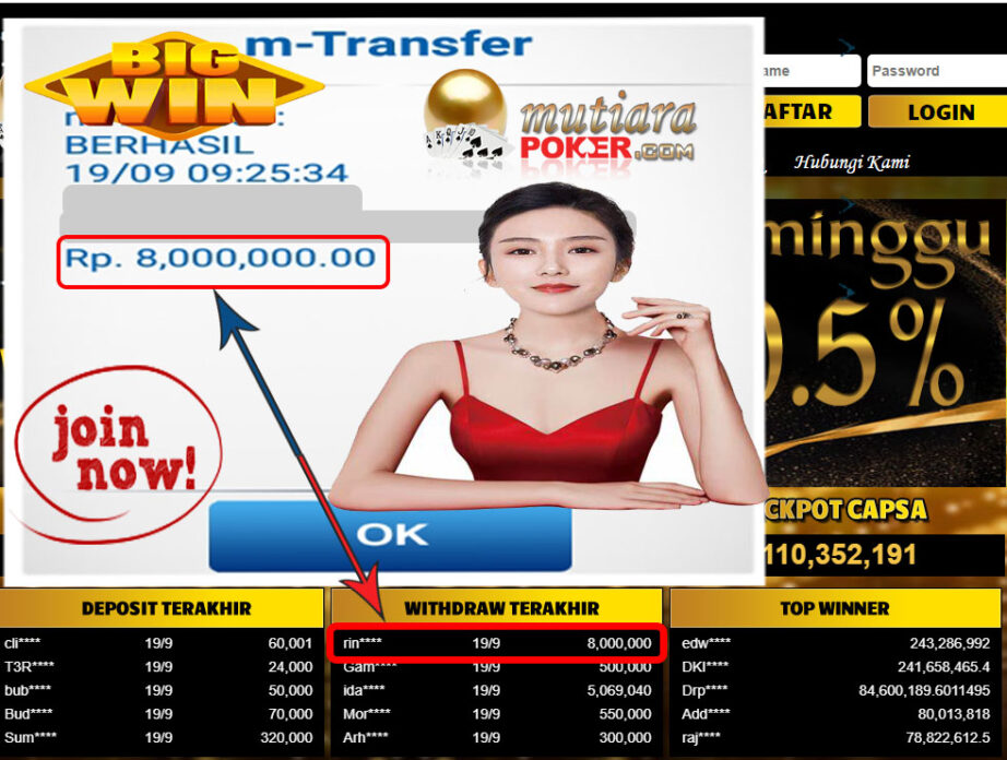 BUKTI TRANSFER 8 JUTA MEMBER BANDAR Q