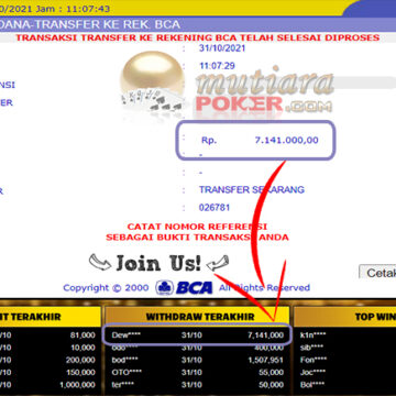 BUKTI TRANSFER 7 JUTA MEMBER BANDAR Q