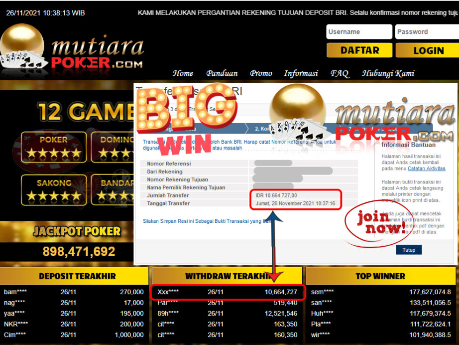 BUKTI TRANSFER 10.6 JUTA MEMBER BANDAR Q