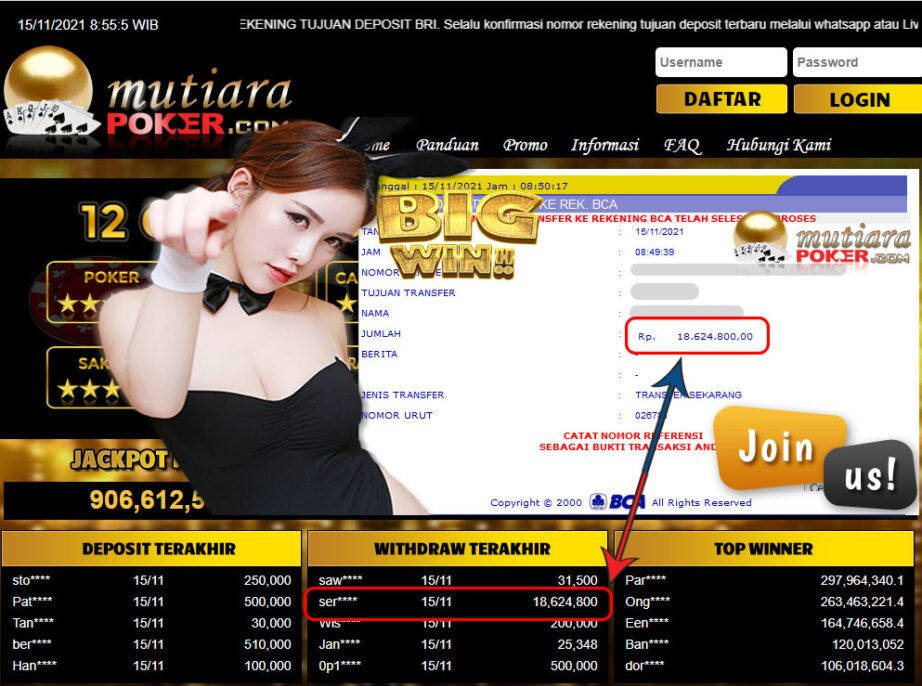 BUKTI TRANSFER 18.6 JUTA MEMBER BANDAR Q