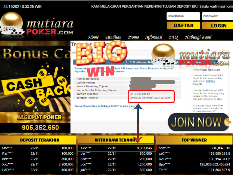 BUKTI TRANSFER 9.3 JUTA MEMBER BANDAR Q