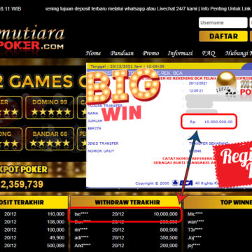 Bukti Withdraw ( 10.000.000 ) Member Setia Mutiarapoker