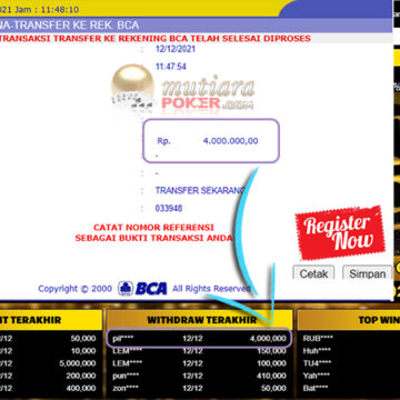 Bukti Withdraw ( 4.000.000 ) Member Setia Mutiarapoker