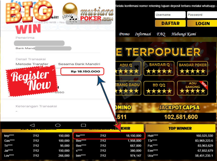 Bukti Withdraw ( 18.150.000 ) Member Setia Mutiarapoker