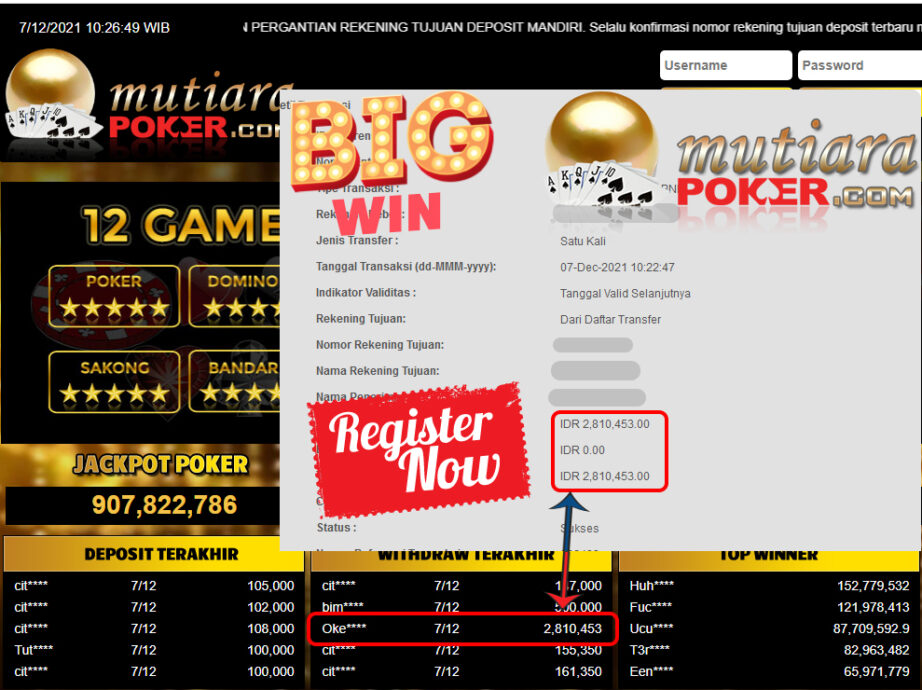 Bukti Withdraw ( 2.810.453 ) Member Setia Mutiarapoker