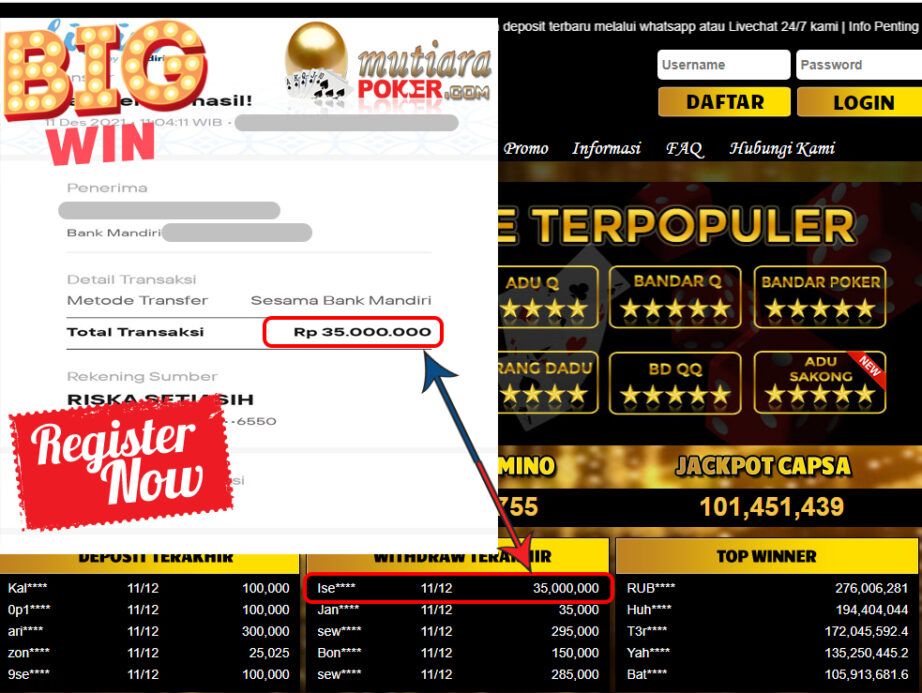 Bukti Withdraw ( 35.000.000 ) Member Setia Mutiarapoker