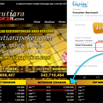 Bukti Withdraw ( 17.000.000 ) Member Setia Mutiarapoker