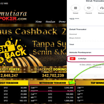 Bukti Withdraw ( 3.042.440 ) Member Setia Mutiarapoker