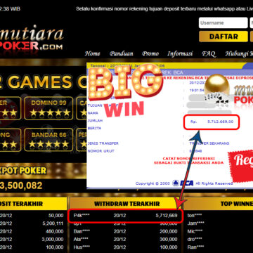 Bukti Withdraw ( 5.712.669 ) Member Setia Mutiarapoker