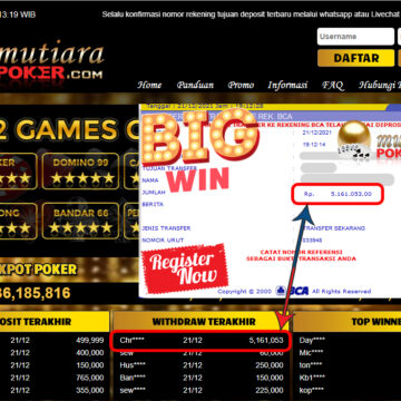 Bukti Withdraw ( 5.161.053 ) Member Setia Mutiarapoker