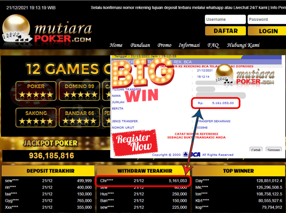 Bukti Withdraw ( 5.161.053 ) Member Setia Mutiarapoker