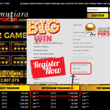 Bukti Withdraw ( 6.300.000 ) Member Setia Mutiarapoker