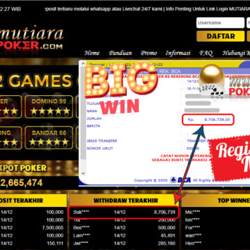 Bukti Withdraw ( 8.706.739) Member Setia Mutiarapoker