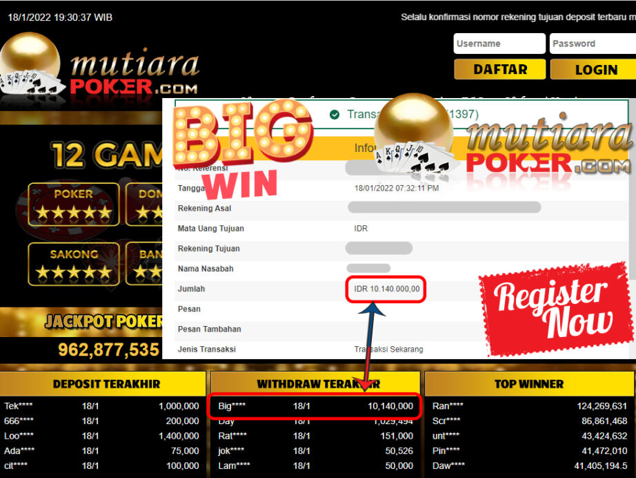 Bukti Withdraw (10.140.000) Member Setia Mutiarapoker