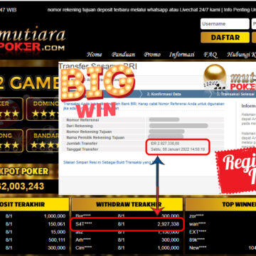 Bukti Withdraw ( 2.927.338 ) Member Setia Mutiarapoker