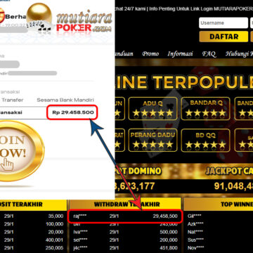 Bukti Withdraw (29.458.500) Member Setia Mutiarapoker