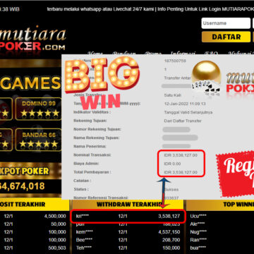 Bukti Withdraw ( 3.538.127 ) Member Setia Mutiarapoker