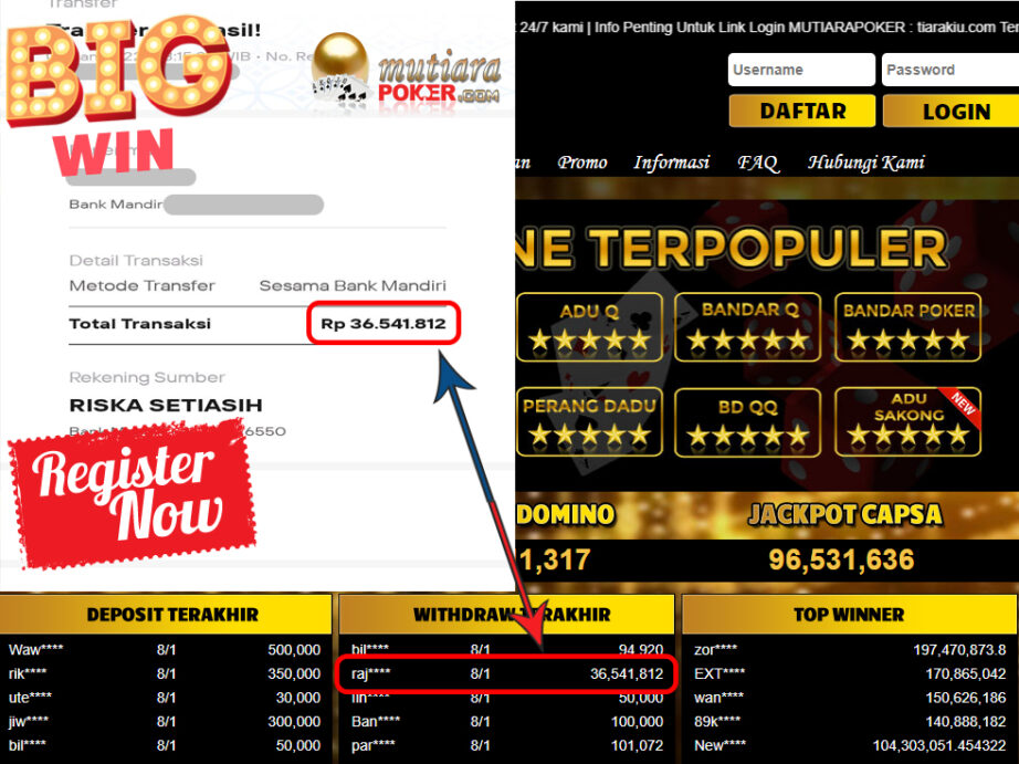 Bukti Withdraw ( 36.541.812 ) Member Setia Mutiarapoker