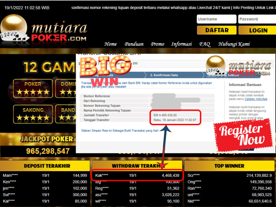 Bukti Withdraw (4.468.438) Member Setia Mutiarapoker