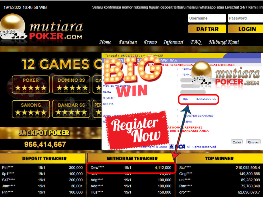 Bukti Withdraw (4.112.000) Member Setia Mutiarapoker