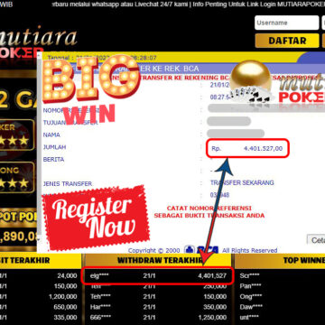 Bukti Withdraw (4.401.527) Member Setia Mutiarapoker