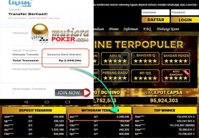 Bukti Withdraw ( 2.208.246 ) Member Setia Mutiarapoker