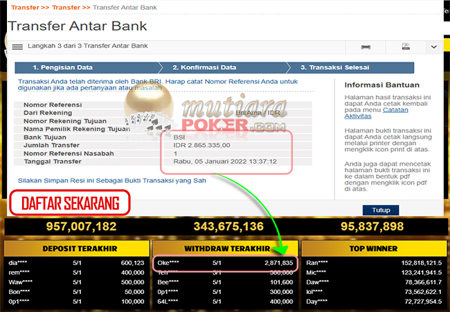 Bukti Withdraw ( 2.871.835 ) Member Setia Mutiarapoker