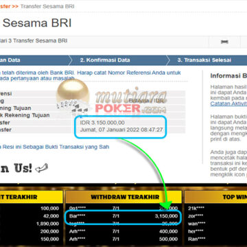 Bukti Withdraw ( 3.150.000 ) Member Setia Mutiarapoker