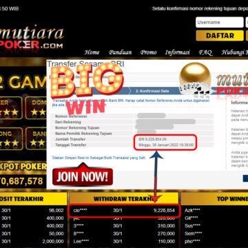 Bukti Withdraw (9.228.854) Member Setia Mutiarapoker