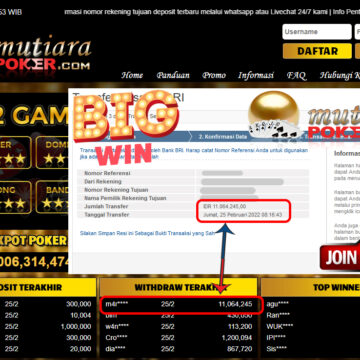 Bukti Withdraw ( 11.064.245.- ) Member Setia Mutia