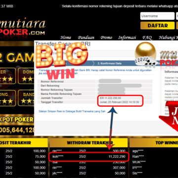 Bukti Withdraw ( 11.222.290.- ) Member Setia Mutia