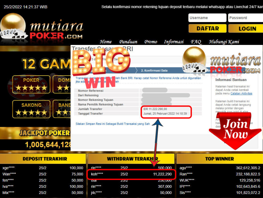 Bukti Withdraw ( 11.222.290.- ) Member Setia Mutia