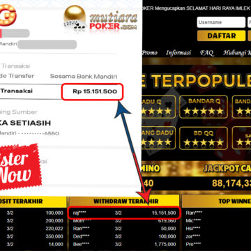 Bukti Withdraw (15.151.500) Member Setia Mutiarapoker