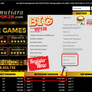 Bukti Withdraw (3.000.000) Member Setia Mutiarapoker