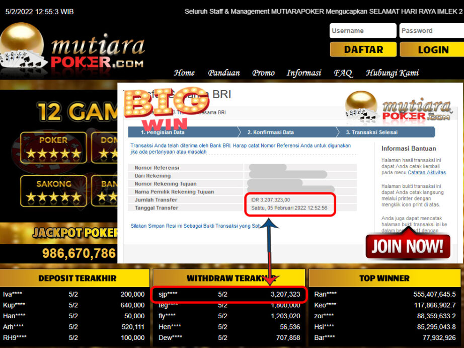 Bukti Withdraw (3.207.323) Member Setia Mutiarapoker