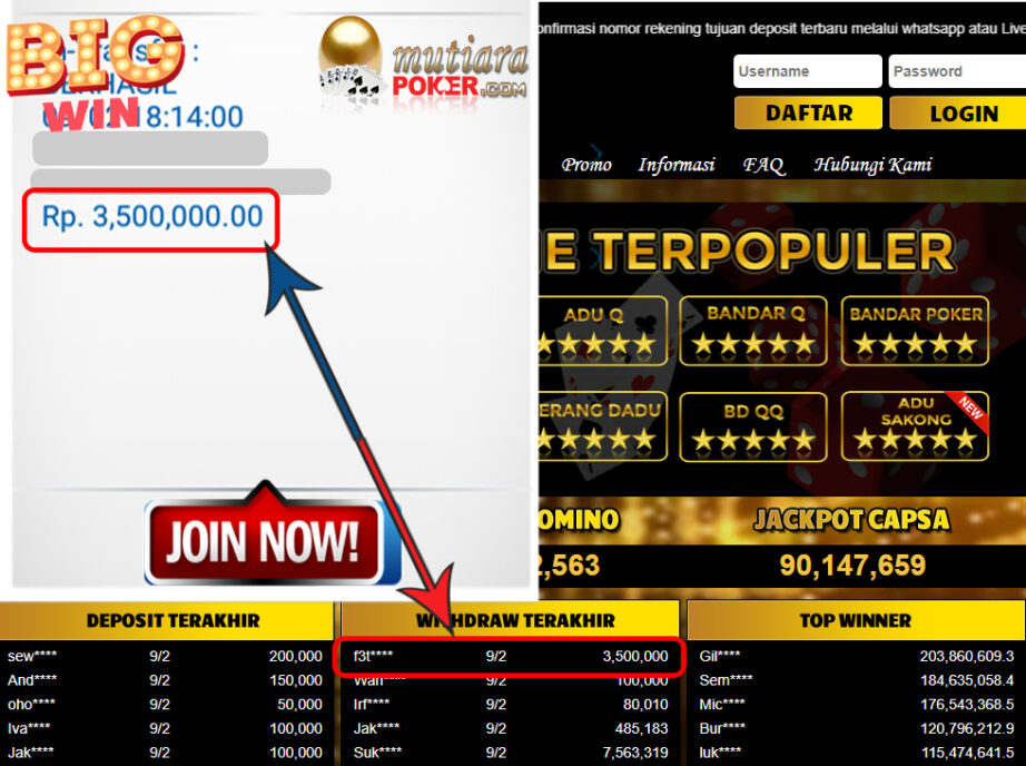 Bukti Withdraw ( 3.500.000,- ) Member Setia Mutia