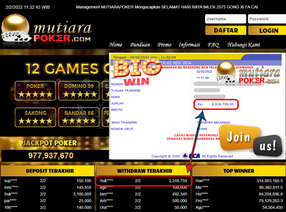 Bukti Withdraw (3.318.759) Member Setia Mutiarapoker