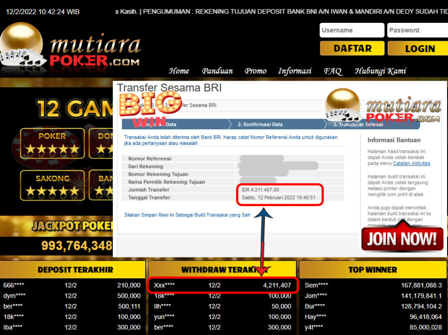 Bukti Withdraw ( 4.211.407,- ) Member Setia Mutia