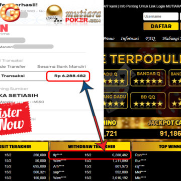 Bukti Withdraw ( 6.288.482,- ) Member Setia Mutia