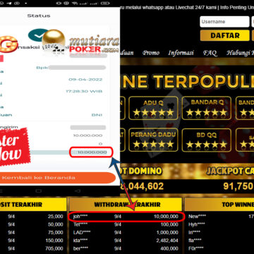 Bukti Withdraw ( 10.000.000.- ) Member Setia Mutia