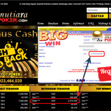 Bukti Withdraw ( 2.472.918.- ) Member Setia Mutia